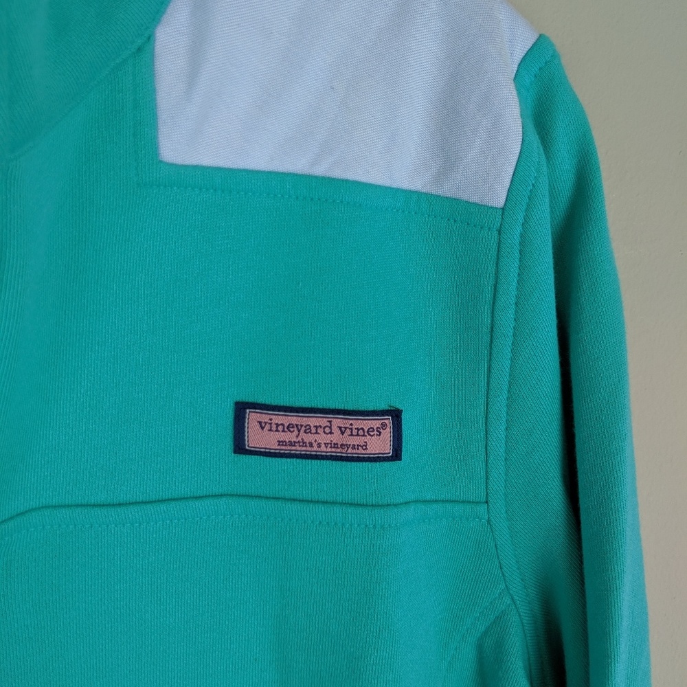 Vineyard Vines | Teal White Quarter Zip Top - E76 - Picture 4 of 8